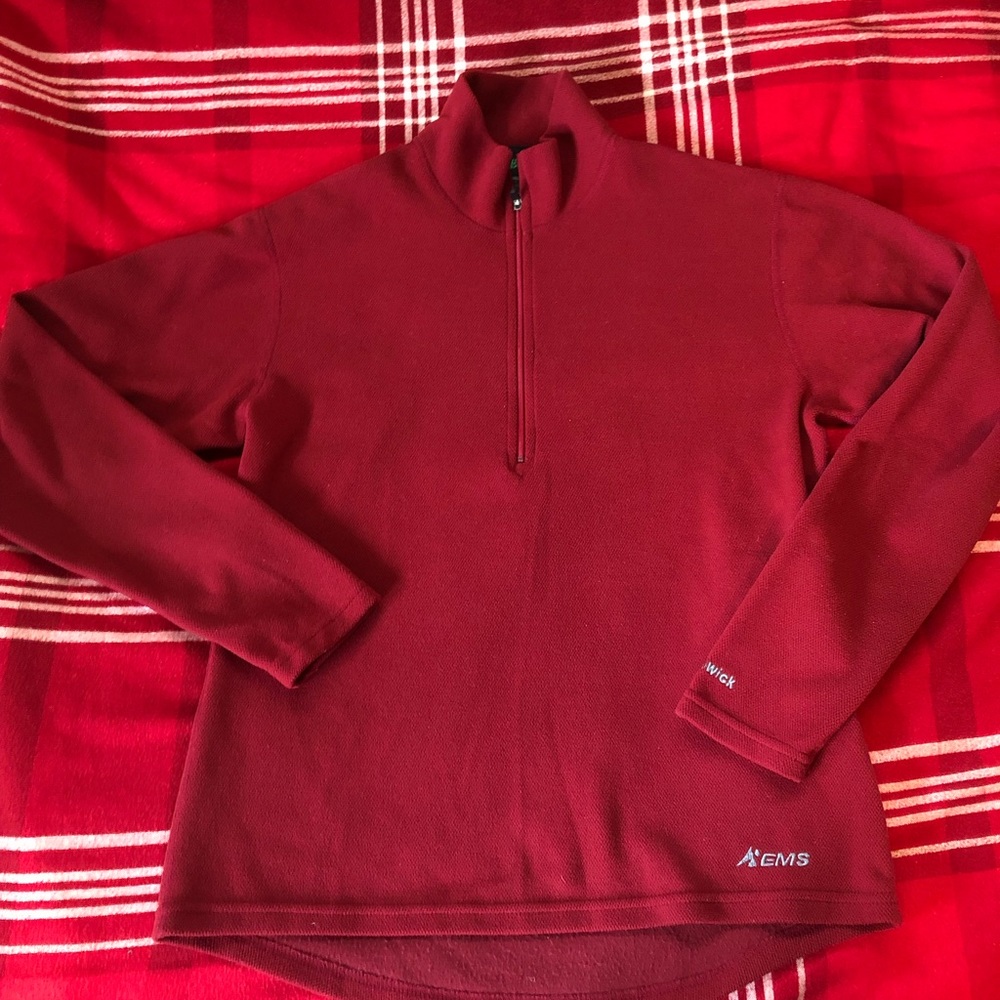Women’s Fleece Red Pullover Quarter Zip Jacket